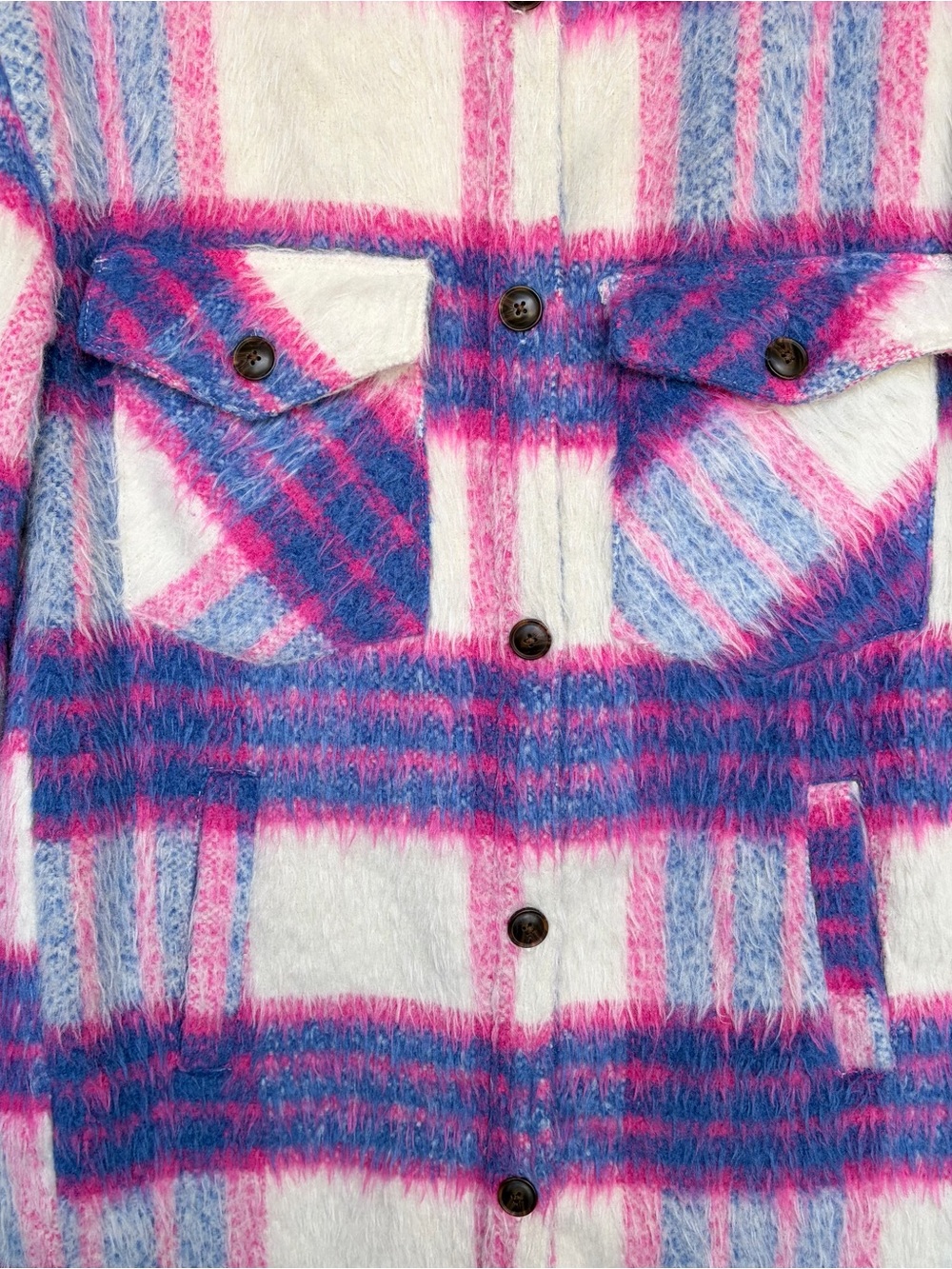 $158Anthropology BlankNYC Prime Time Plaid Jacket XS Pink Wool Blend Shacket - Picture 7 of 12